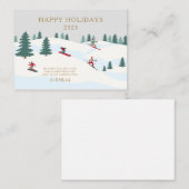 スキー休暇のオーダーメイド クリスマスカード ノートカード (正面/裏面)