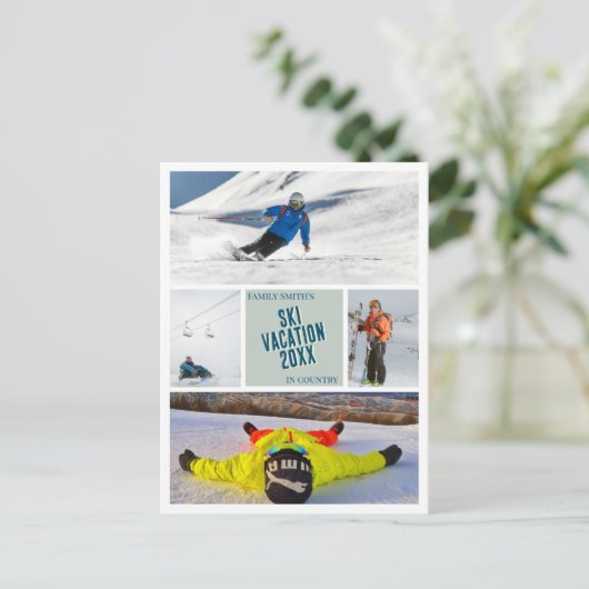 スキー休暇の写真はがきを作成する ポストカード (スタンド正面)