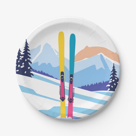 スキー休暇 ペーパープレート (正面)