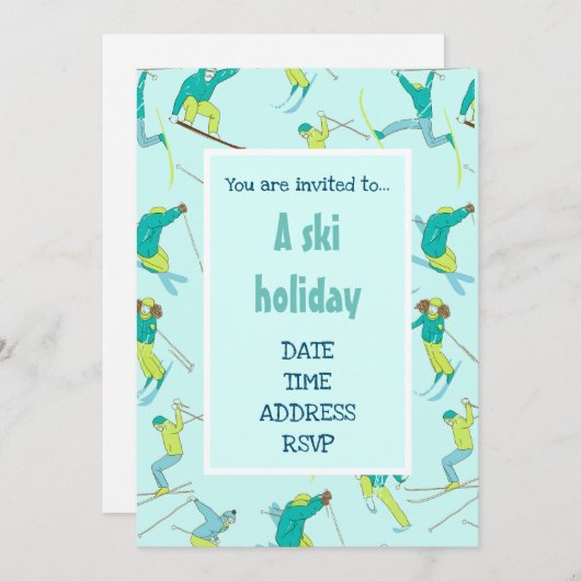 スキー休暇 現代スキー ファンスノーパーティー 招待状 (正面/裏面)