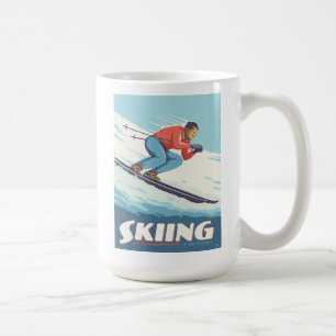 スキー信じイズレトロプリント コーヒーマグカップ