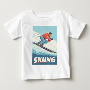 スキー信じイズレトロプリント ベビーTシャツ