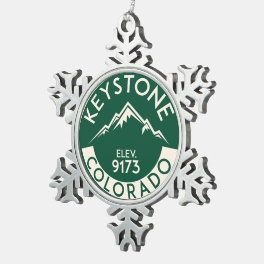 スキー台形コロラド州のスキースノーボード スノーフレークピューターオーナメント (右)