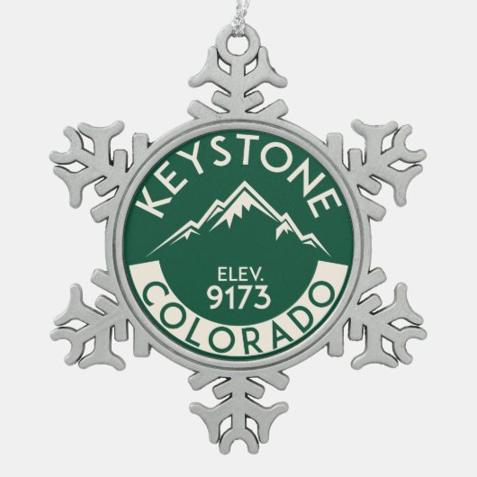 スキー台形コロラド州のスキースノーボード スノーフレークピューターオーナメント (正面)