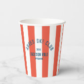 スキー場でのパーティー レトロな赤いストライプ スキー テーマパーティー 紙コップ (裏面)