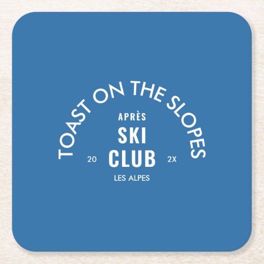 スキー場での乾杯 アフター・スキー・クラブ 空の青 スクエアペーパーコースター (正面)