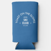 スキー場での陽気なアフタースキー・クラブ　スカイブルー スリム缶クーラー (正面)