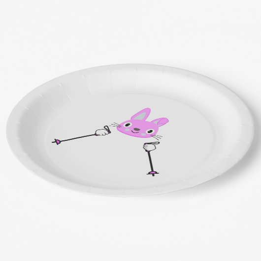 スキー場のあるウサギ ペーパープレート (アングル)