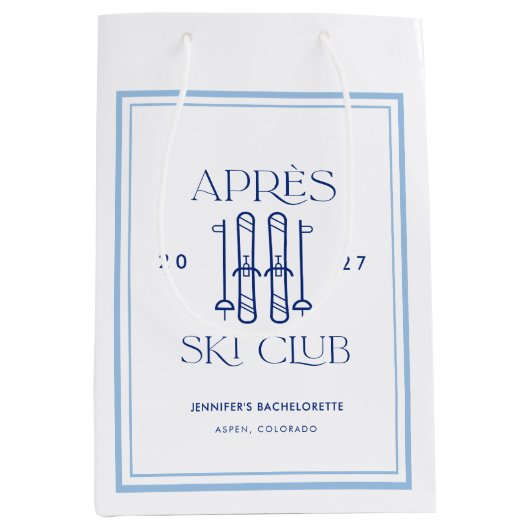 スキー場のアフタースキー・クラブ ウィンタースキー・バチェロレッテ・パーティー ミディアムペーパーバッグ (正面)