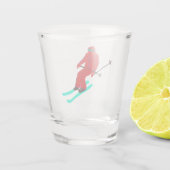 スキー場のスキーヤーのクリスマス新年 ショットグラス (裏面)