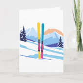 スキー場の冬の水彩画 カード (正面)