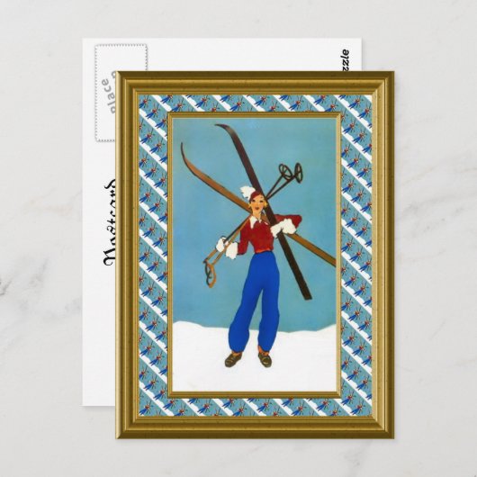 スキー場の準備ができている ポストカード (正面/裏面)