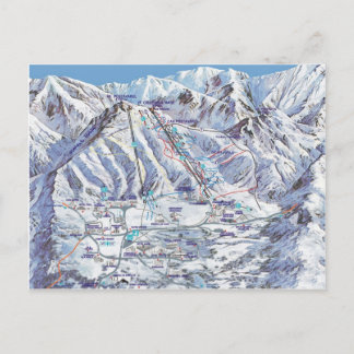 スキー場、ルーマニア、Piana Brasovのリゾートの地図 ポストカード