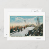 スキー大会のジャンプ ポストカード (正面/裏面)