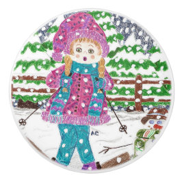 スキー女の子は部屋の陶磁器のノブをからかいます セラミックノブ