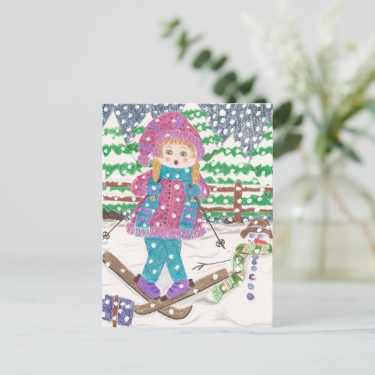 スキー女子 ポストカード (スタンド正面)