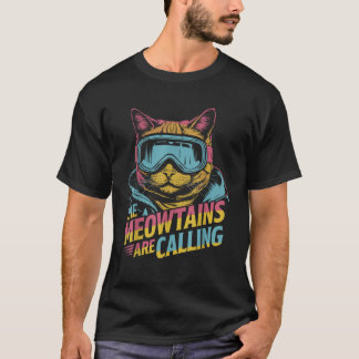 スキー好きな猫のギフト スノーボーダー アクセサリー ユニセックス Tシャツ