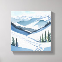 スキー山の水彩画