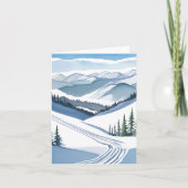スキー山の水彩画 シーズンカード (正面)