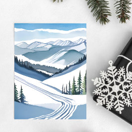 スキー山の水彩画 シーズンカード