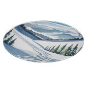 スキー山の水彩 カッティングボード (角)