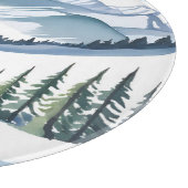 スキー山の水彩 カッティングボード (角)