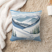 スキー山の水彩 クッション (ブランケット)