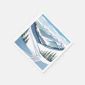 スキー山の水彩 スタンダードカクテルナプキン (角)