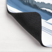 スキー山の水彩 マウスパッド (コーナー)