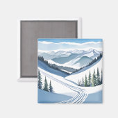 スキー山の水彩 マグネット (正面/裏面)