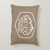 スキー山の《植物》アスペンのコロラド州の素朴でシックなバーラップ アクセントクッション (裏面(縦))