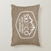 スキー山の《植物》アスペンのコロラド州の素朴でシックなバーラップ アクセントクッション (正面(垂直))