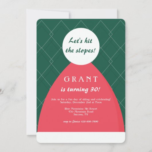 スキー帽の招待状 招待状 (正面)