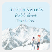 スキー後のウィンターマウンテン ブライダルシャワーのお礼 スクエアシール (正面)