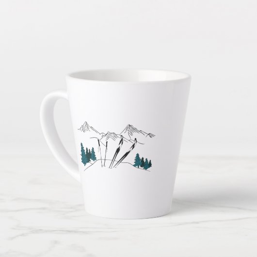 スキー後のスキーシーン冬のスポーツ カフェラテマグ (左アングル)