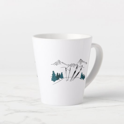 スキー後のスキーシーン冬のスポーツ カフェラテマグ (右アングル)