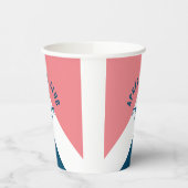 スキー後のパーティー ピンク ネイビー レトロ スキー パーティー 紙コップ (左)