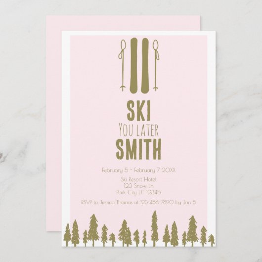 スキー後の冬のバチェロレッテ 招待状 (正面/裏面)