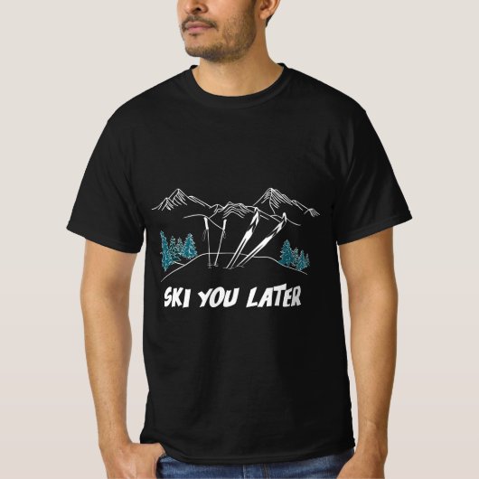 スキー後の山の冬のスポーツ Tシャツ (正面)