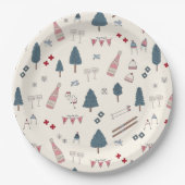 スキー後ウィークエンドパーティー ピンクのシャンパン ペーパープレート (正面)