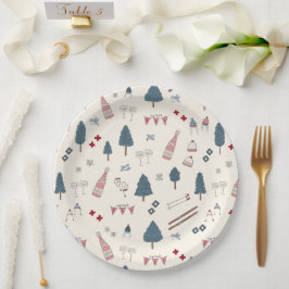 スキー後ウィークエンドパーティー ピンクシャンパン ペーパープレート