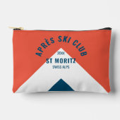スキー後クラブ レッド ネイビー ヴィンテージスタイル 冬 アクセサリーポーチ (正面)