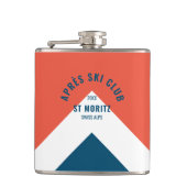 スキー後クラブ ヴィンテージ レッド ネイビー トラベル フラスク (正面)