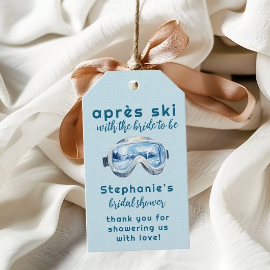 スキー後 ウィンタースポーツ ウォーターカラー ブライダルシャワー ギフトタグ