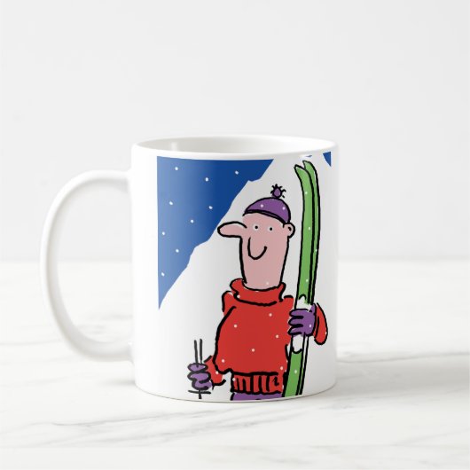 スキー愛好家がパーソナライズするためのデザイン コーヒーマグカップ (左)