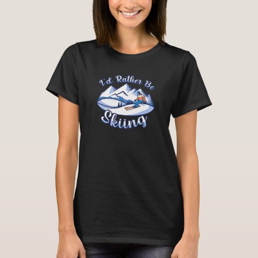 スキー愛好家の方が好きだ Tシャツ (正面)
