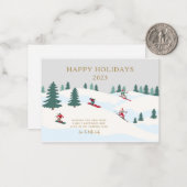 スキー旅行のクリスマスカード ノートカード (正面/裏面インサイチュ)