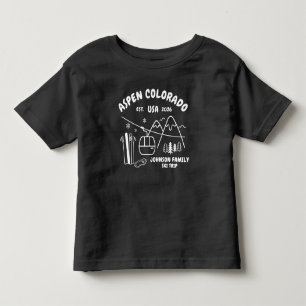 スキー旅行の家族や友達グループにカスタムデザインのマッチングアイテム トドラーTシャツ