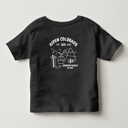 スキー旅行の家族や友達グループにカスタムデザインのマッチングアイテム トドラーTシャツ (裏面)