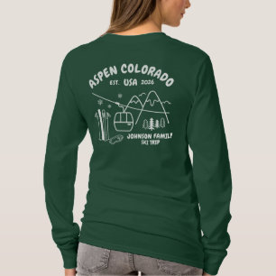 スキー旅行の家族や友達グループに合わせたカスタムデザイン Tシャツ